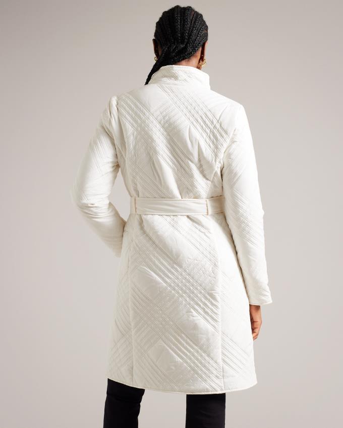 Manteau Ted Baker Midi Quilted Wrap With High Collar Blanche Femme | PPI-68602614